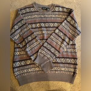 Vintage brown patterned grandpa sweater